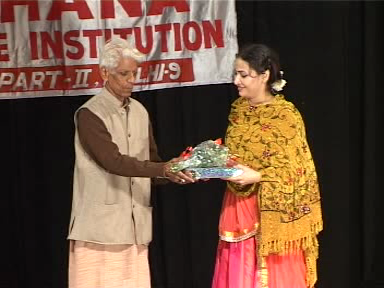 Award ceremony on stage at dance event