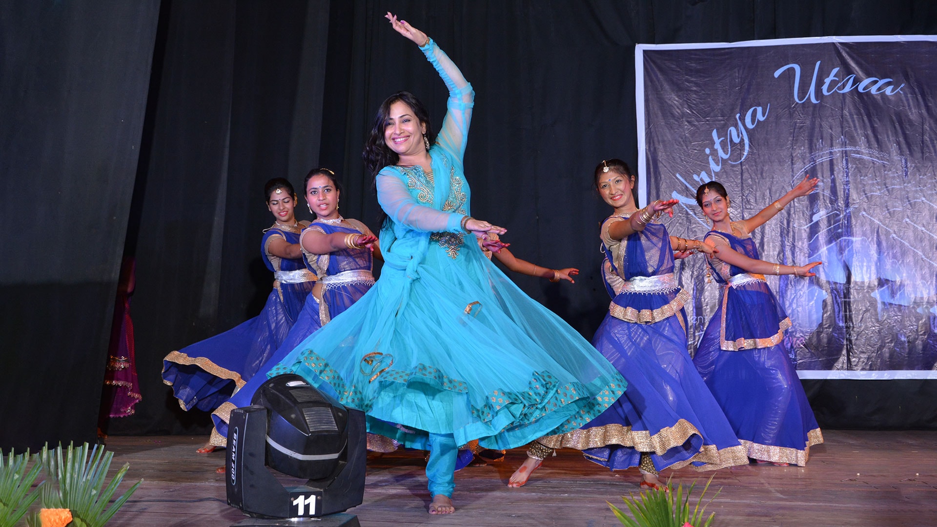 Indian classical dancers performing on stage